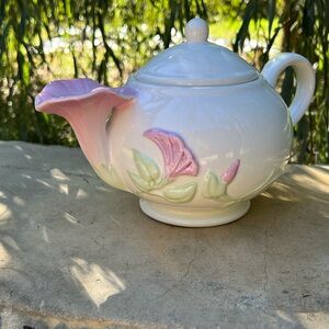 Vintage Telefloral Ceramic Teapot with Pink and Green Accents